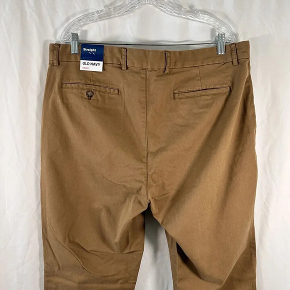Old Navy Pants Men's 38x32 Brown Straight Cotton Blend Work Office New - Picture 7 of 8